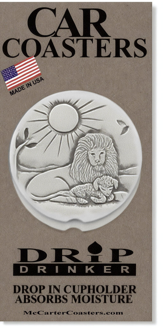 Lion & Lamb Car Coasters